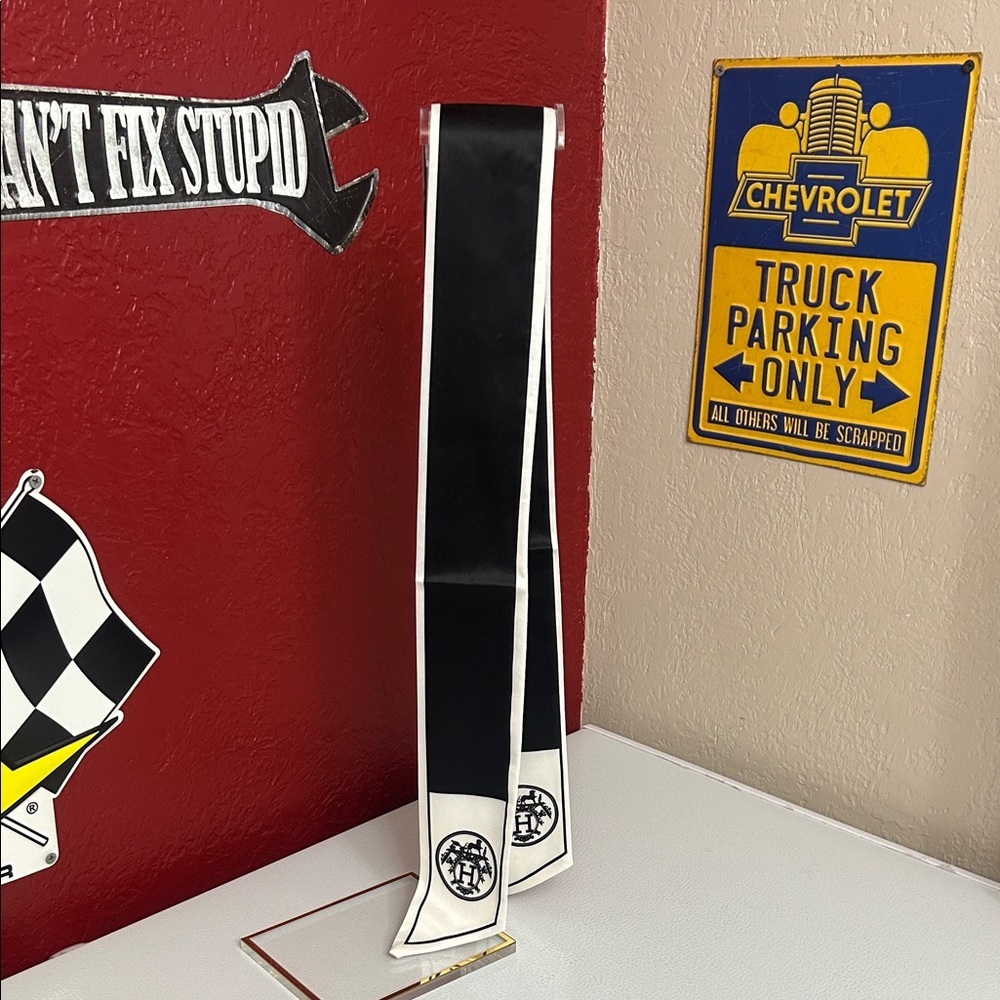 Black and White Purse Scarf with Logo